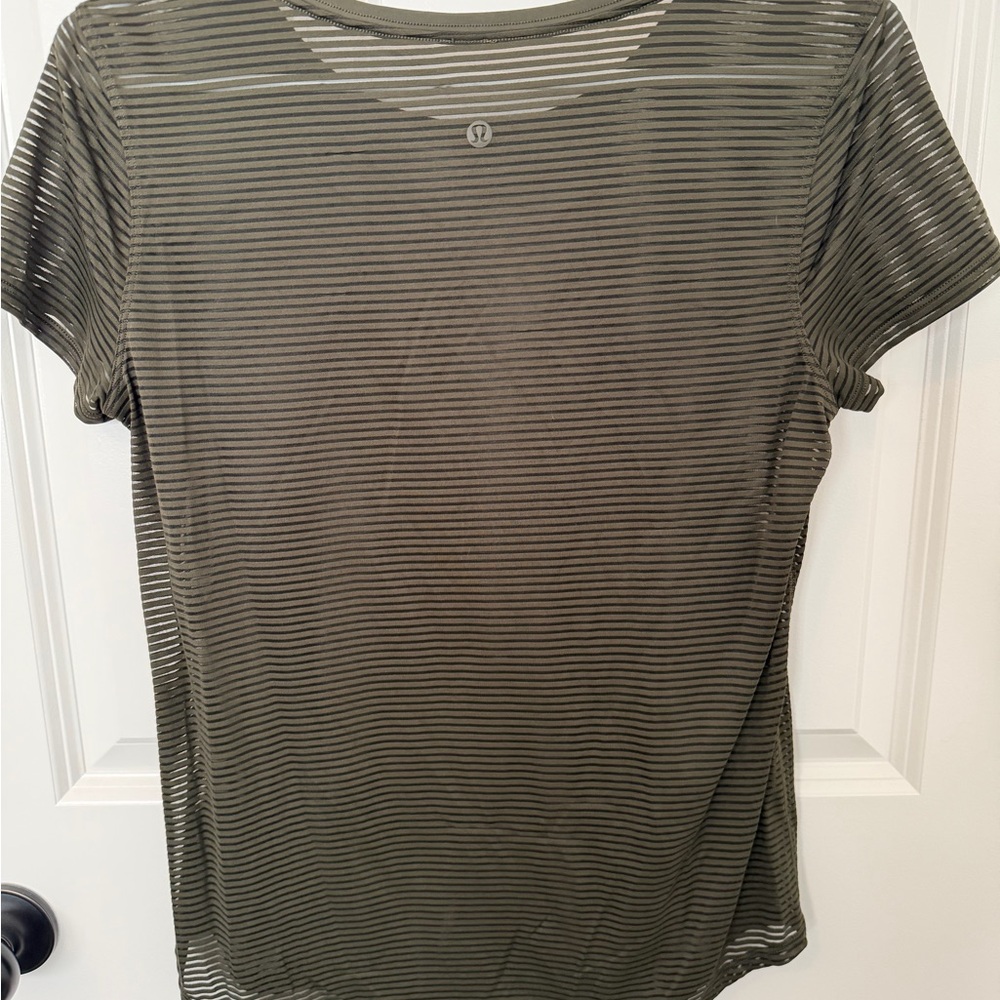lululemon athletica Olive Sheer-Stripe Short Sleeve Tee